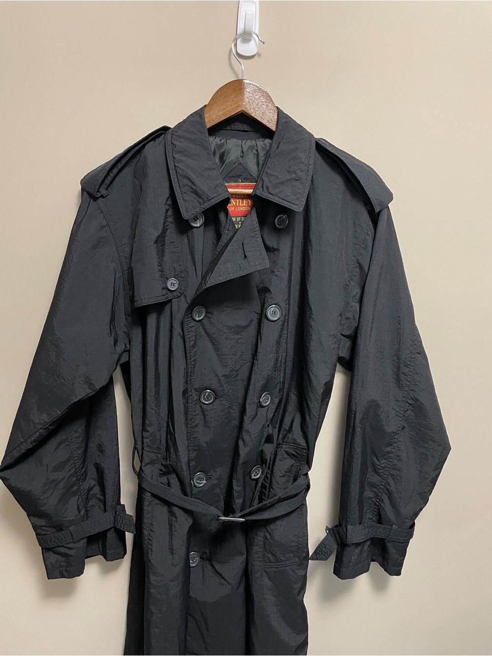 Bentley’s Of London Black Double-Breasted Trench Rain Men’s 36/38 Reg